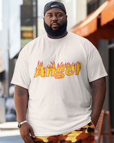 Men's Plus Size Street Angel Camouflage Color Block Graffiti Short Sleeve Shorts Set